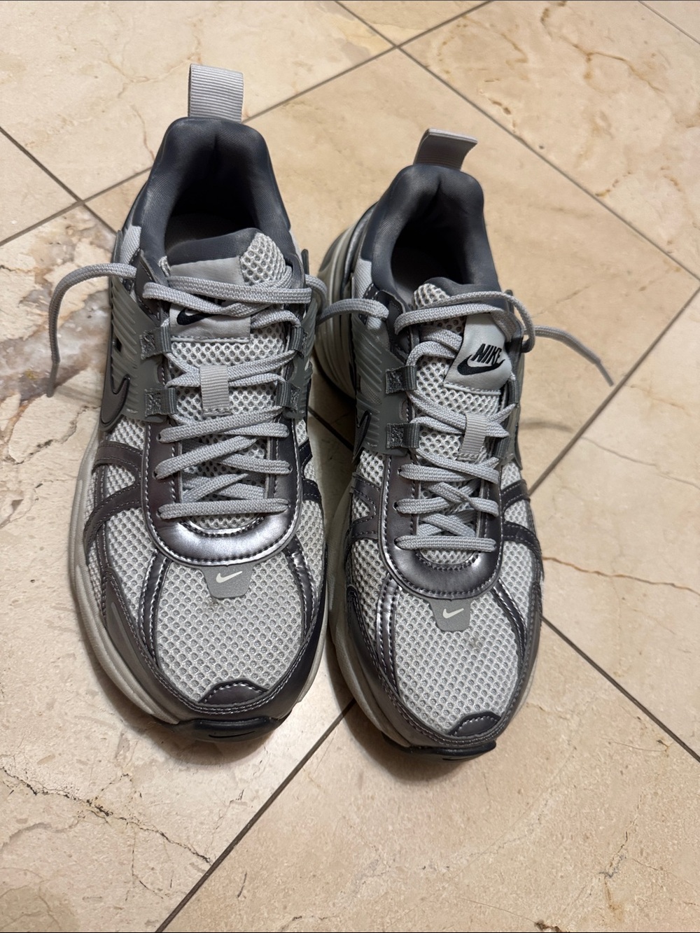 Nike women Silver and Gray Mesh Athletic Sneakers